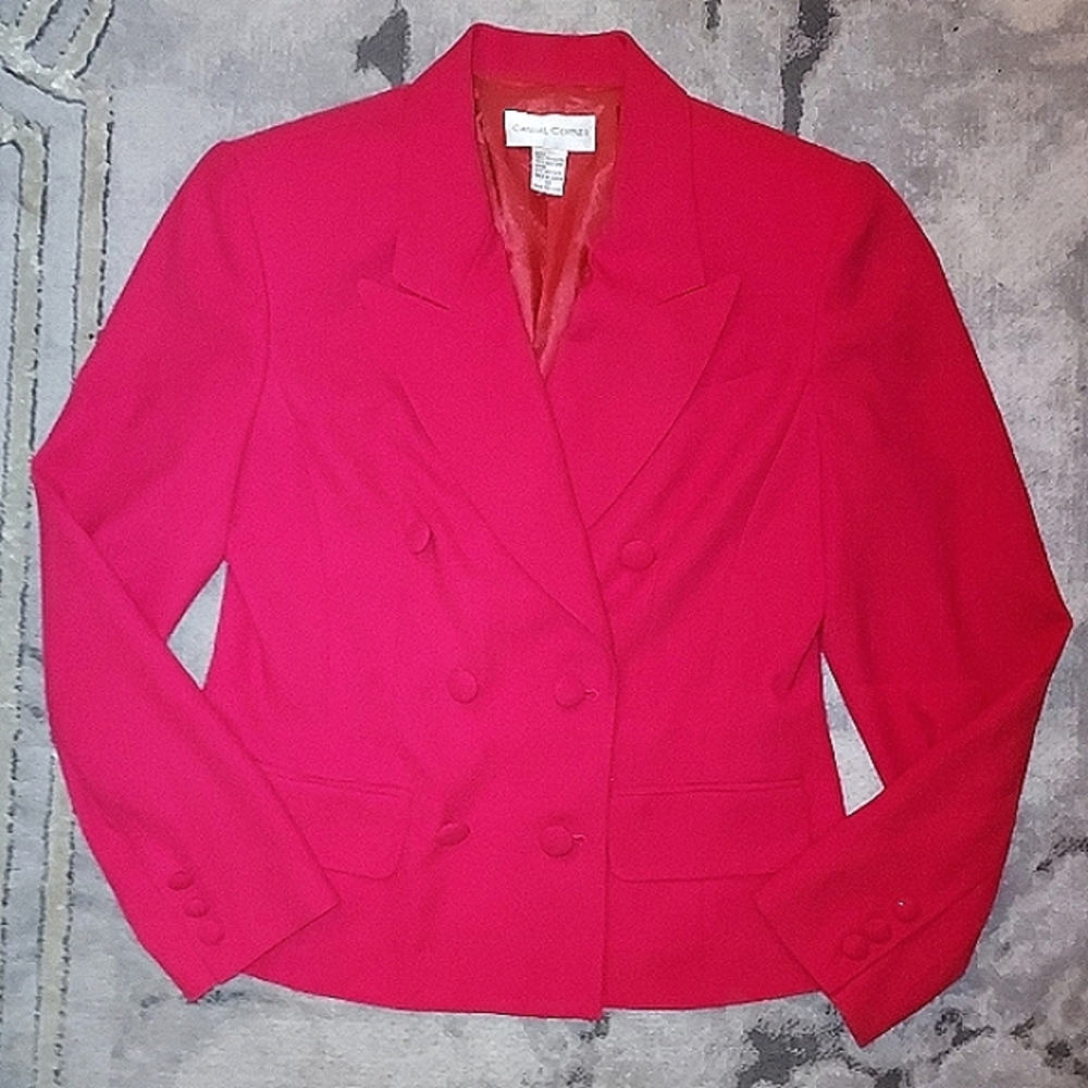 Sale🥳Balmain style Fuchsia Double Breasted Shoulder Padded Blazer - Picture 2 of 7